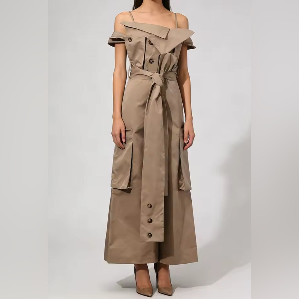 NEW $189 Brit London Khaki Trench Jumpsuit